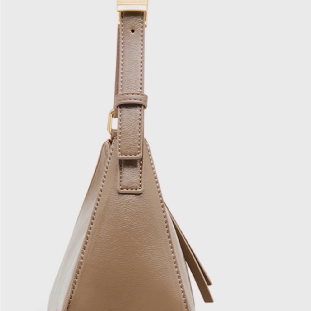 Anne Klein Taupe Shoulder Bag with Gold Hardware - Picture 3 of 4